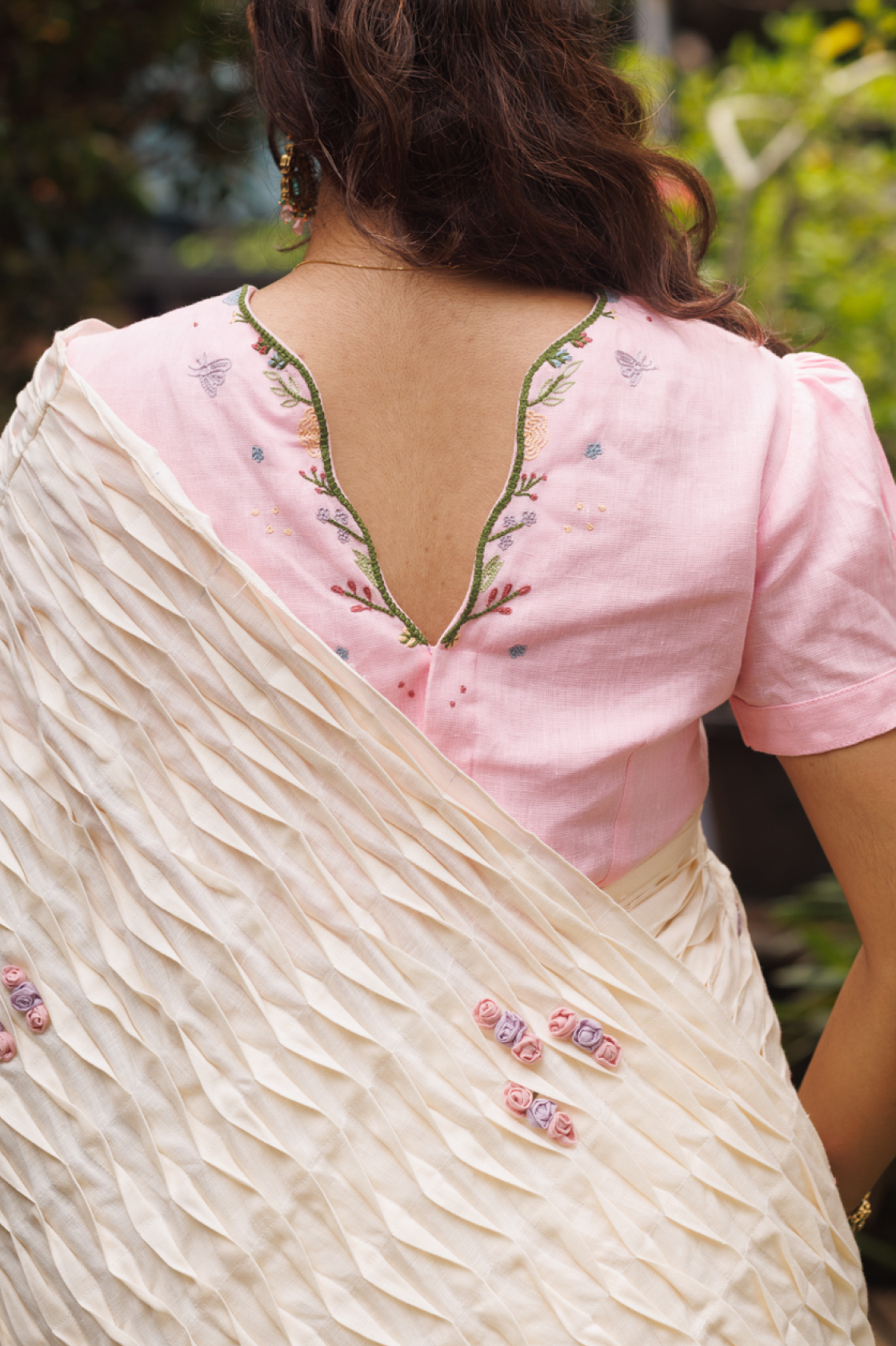 Naina Pin-tuck Saree in Moon Wash