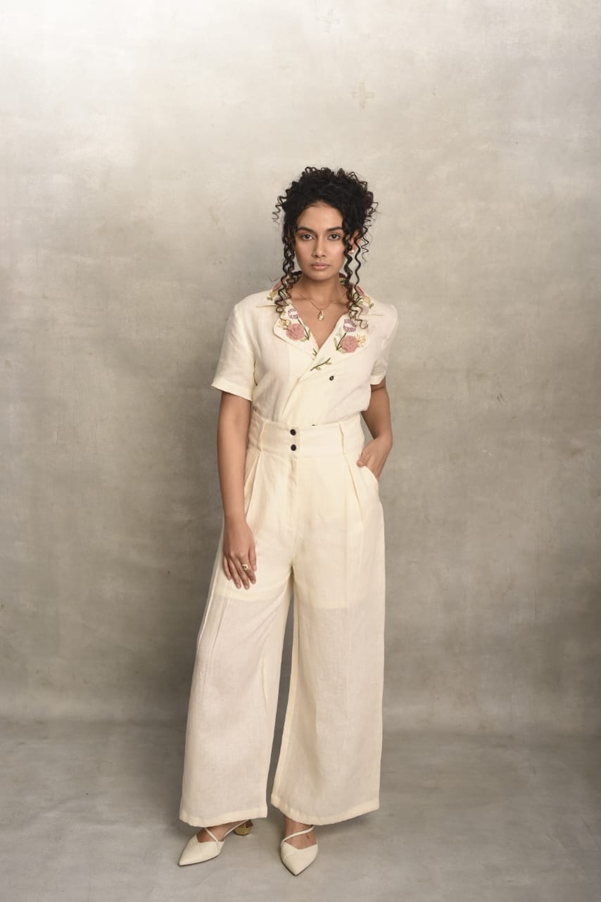 Eden- Double Breasted Shirt in Pearl