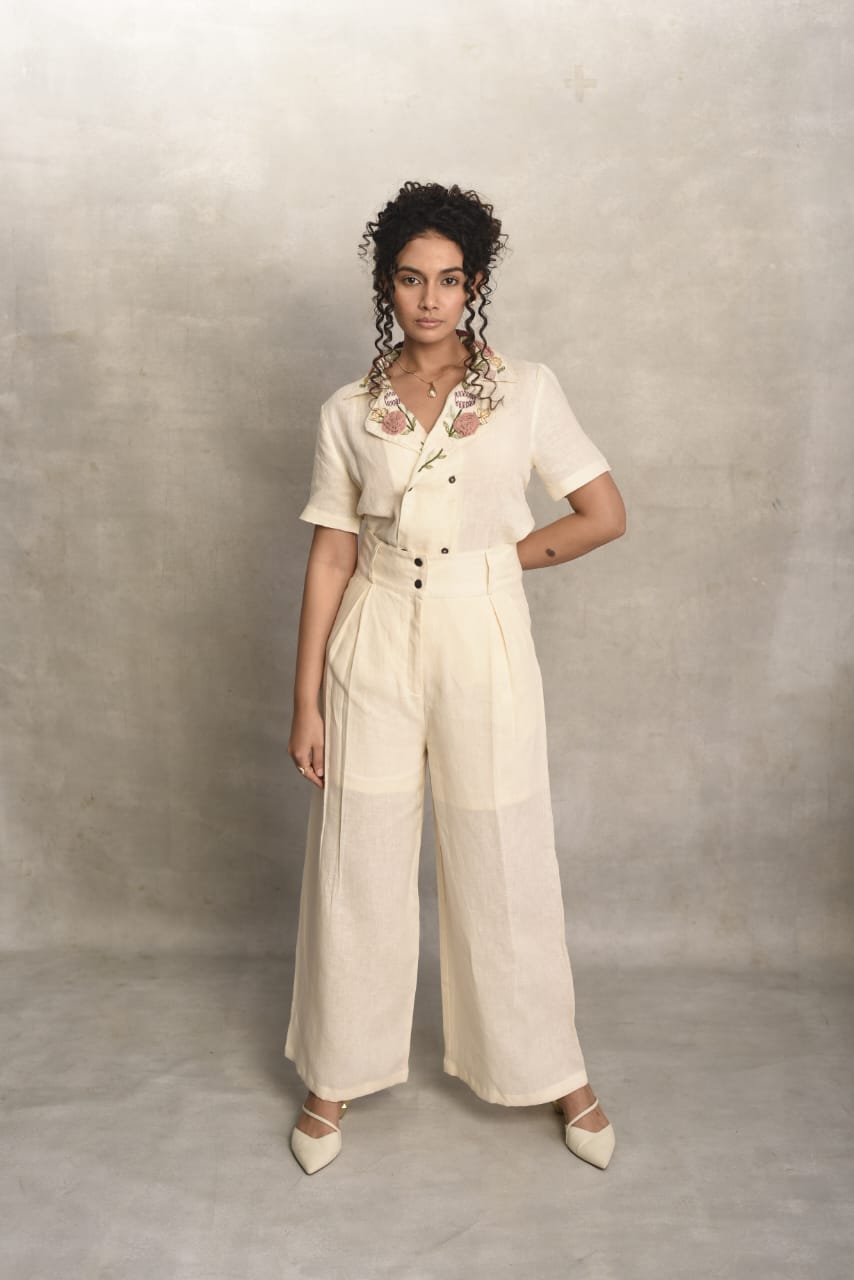 Eden- Double Breasted Shirt in Pearl