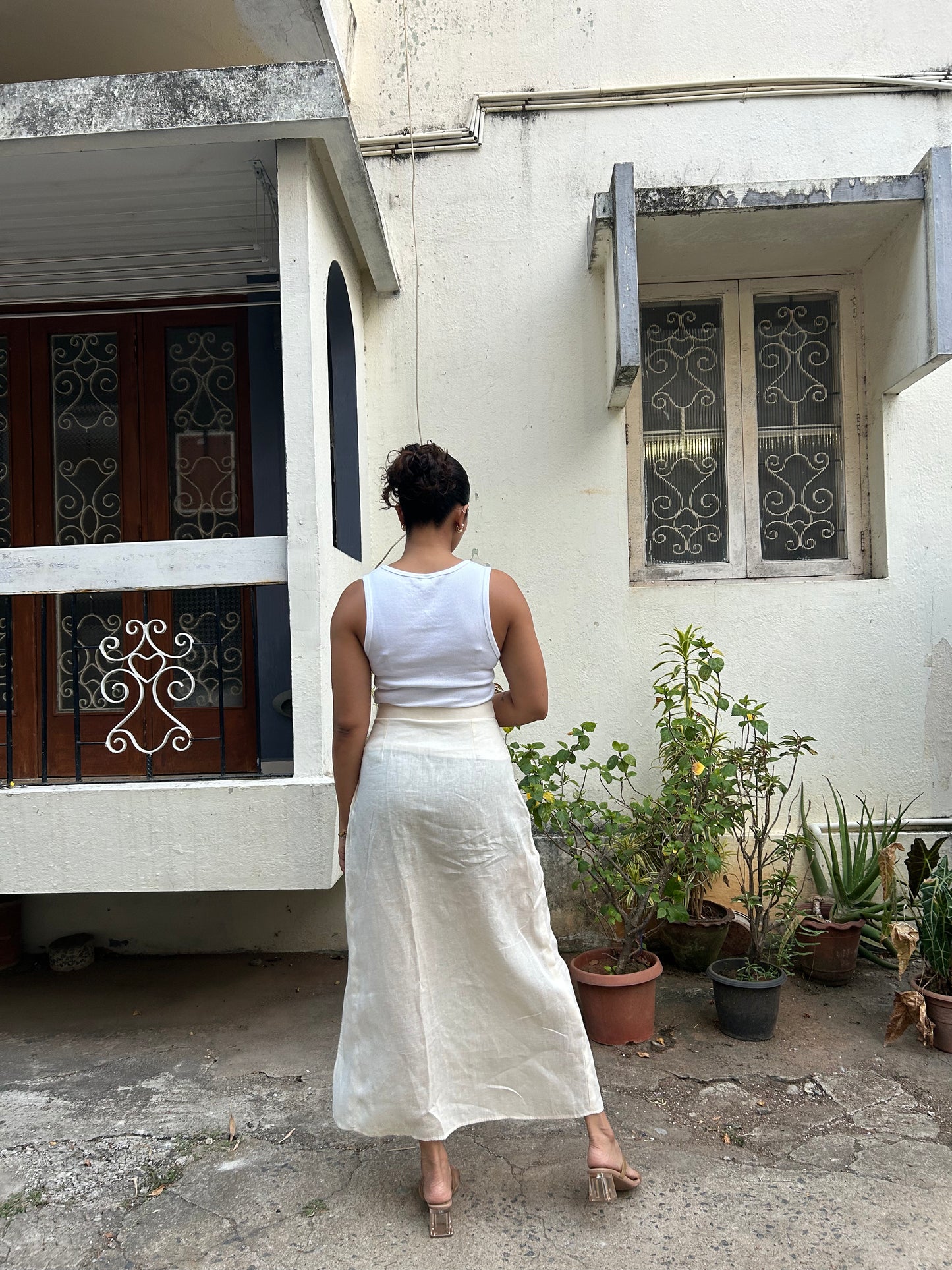 Damini- Slit Skirt in Pearl
