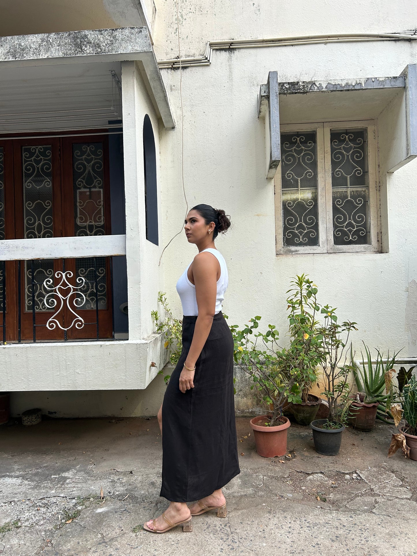 Damini- Slit Skirt in Soot