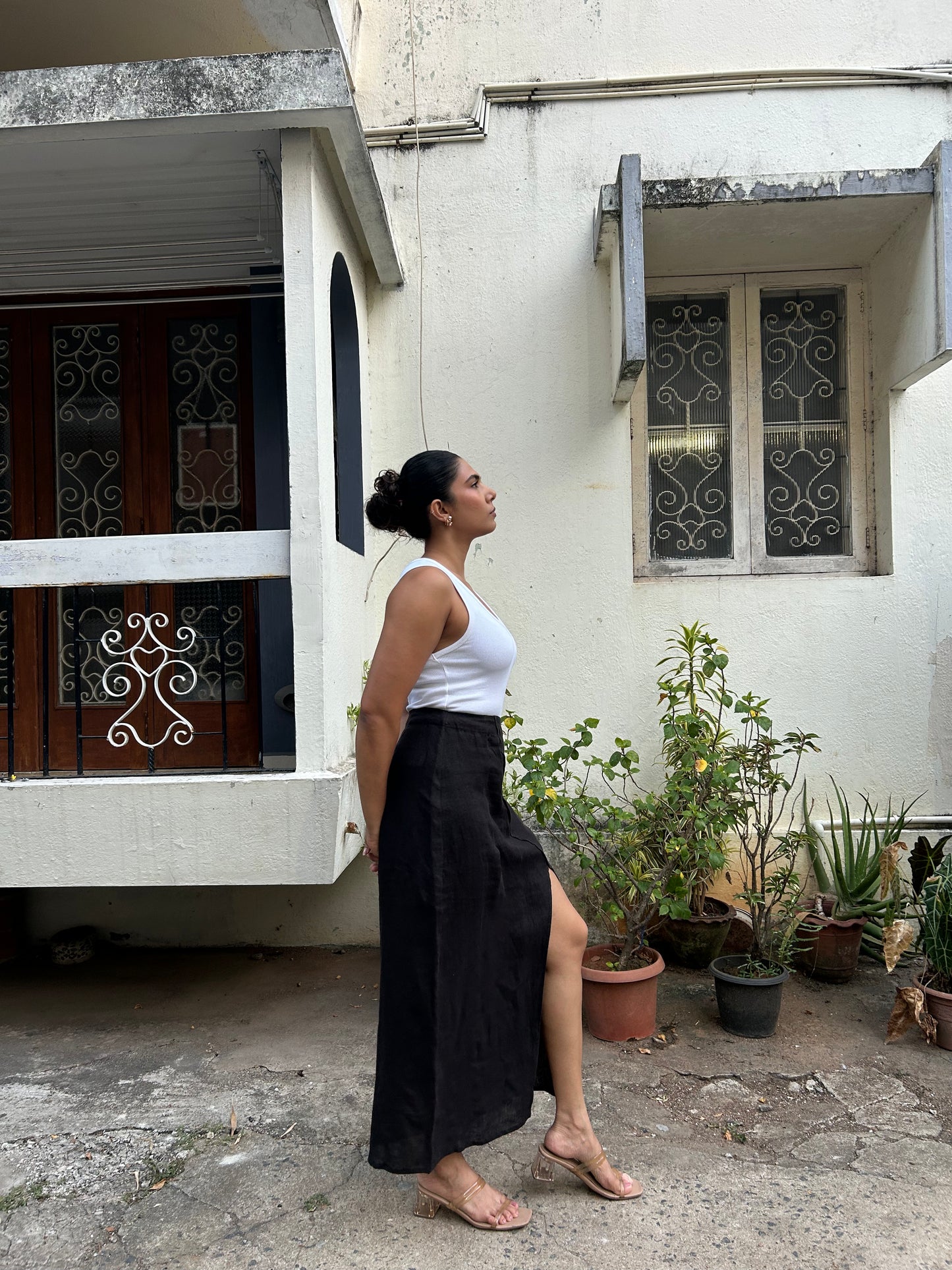 Damini- Slit Skirt in Soot