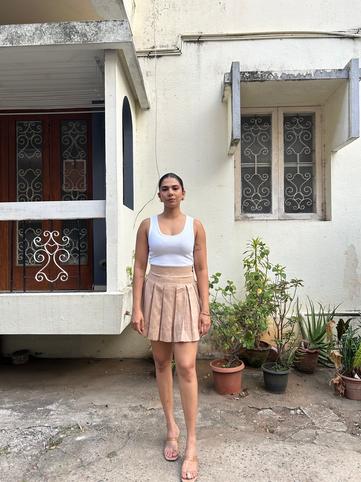 Arya- Pleated Skirt in Latte
