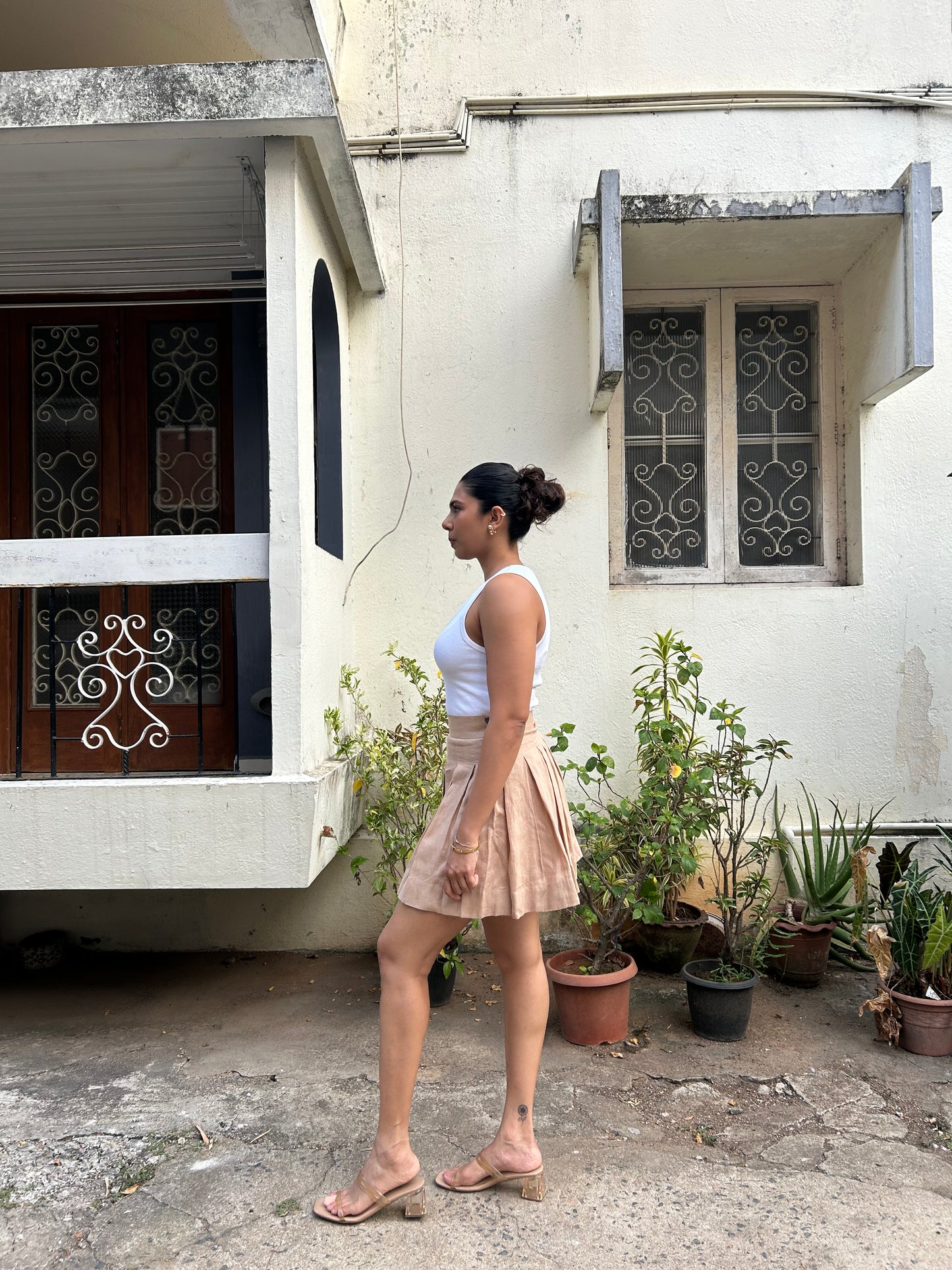 Arya- Pleated Skirt in Latte