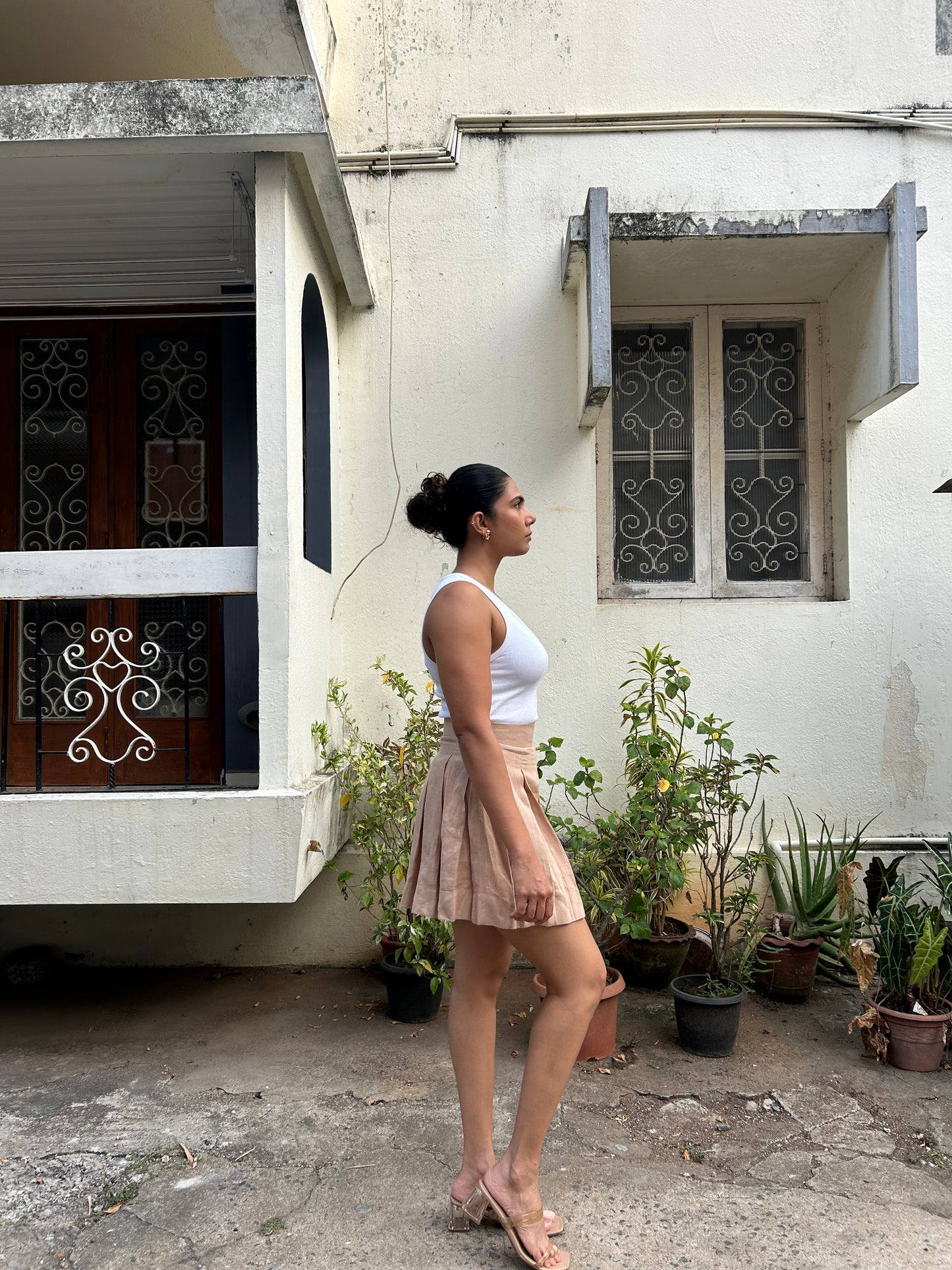 Arya- Pleated Skirt in Latte