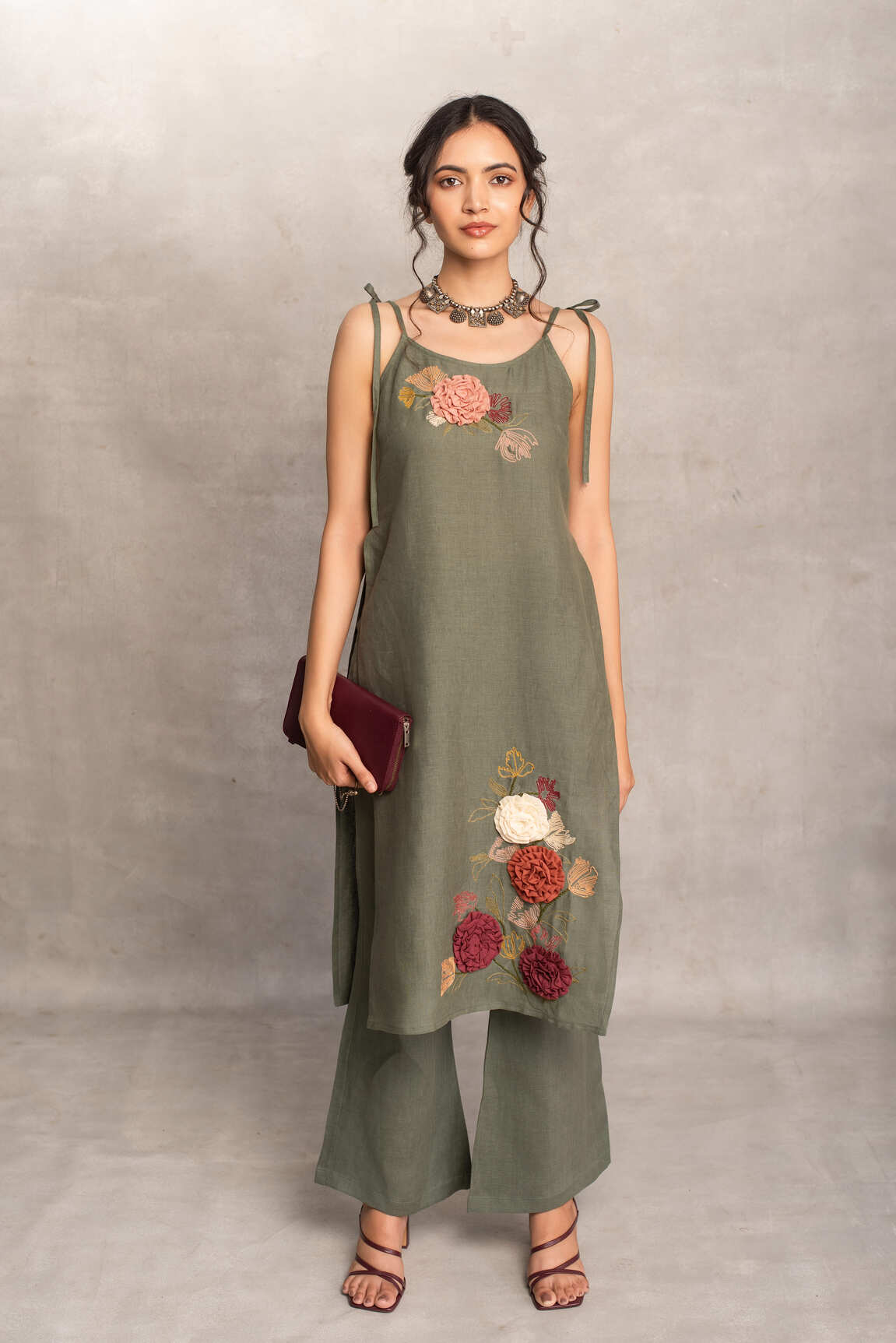 Myra- High Slit Kurta in Ivy Green