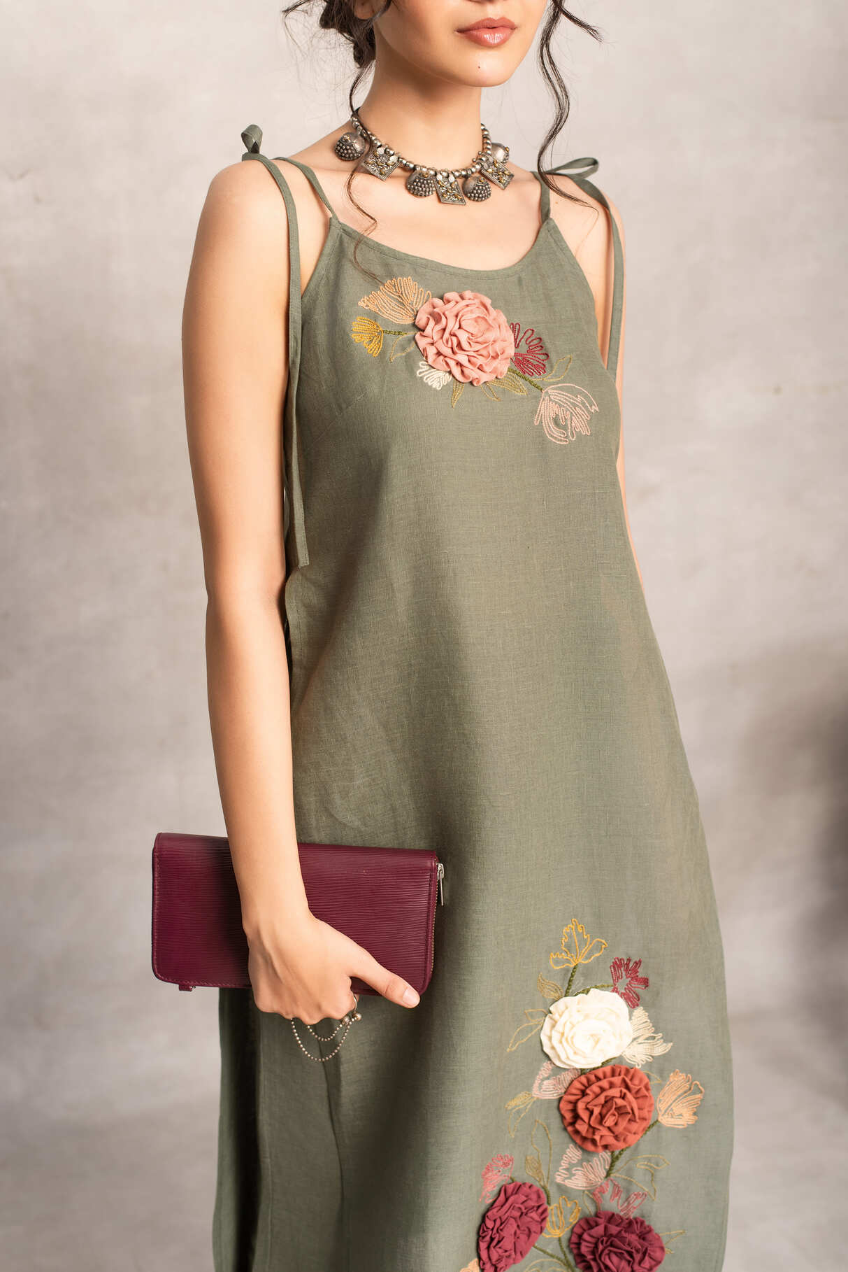 Myra- High Slit Kurta in Ivy Green