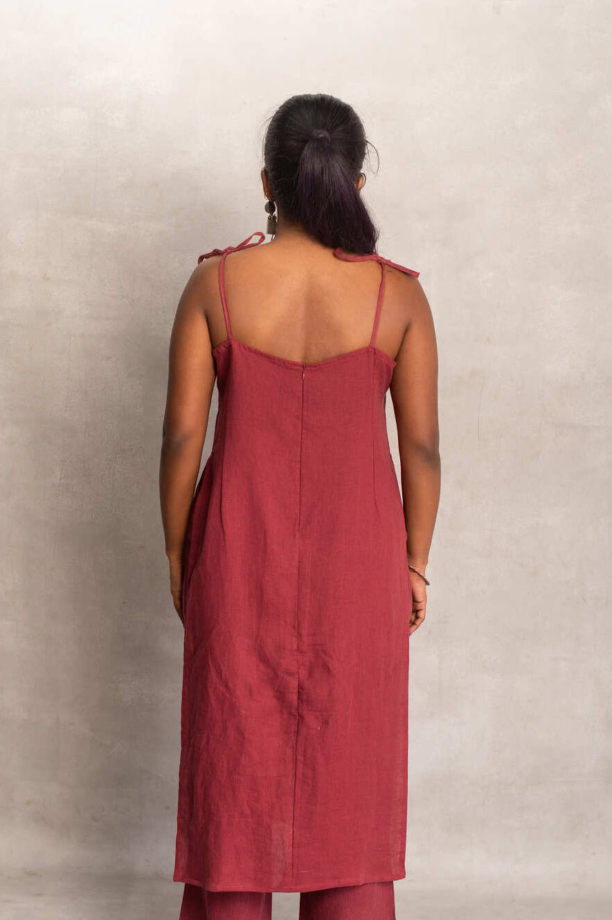 Myra- High Slit Kurta in Merlot Red