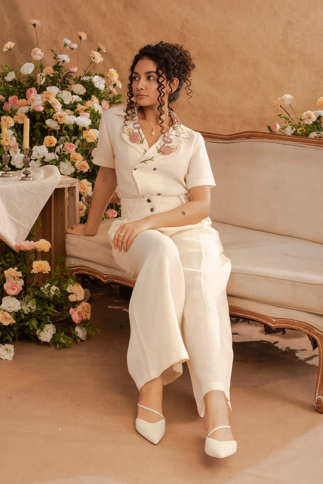 Eden- Double Breasted Shirt in Pearl