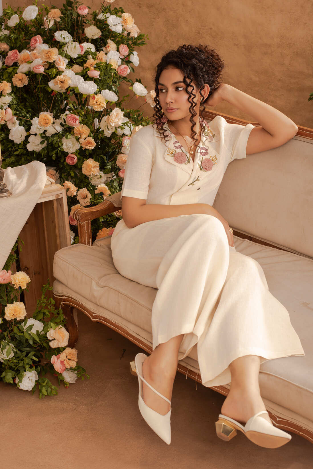 Eden- Double Breasted Shirt in Pearl