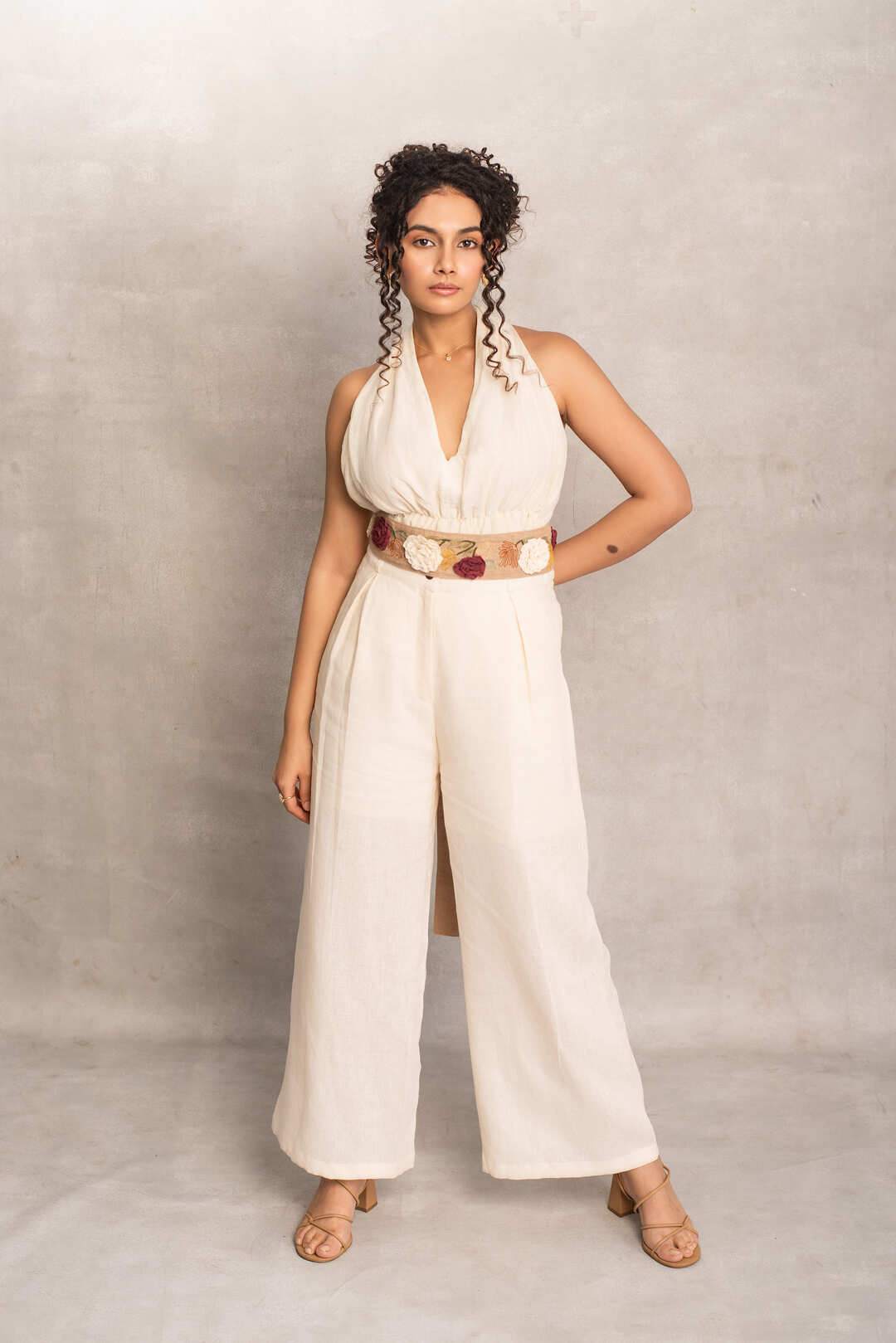 Kiara- Halter Neck Top in Pearl