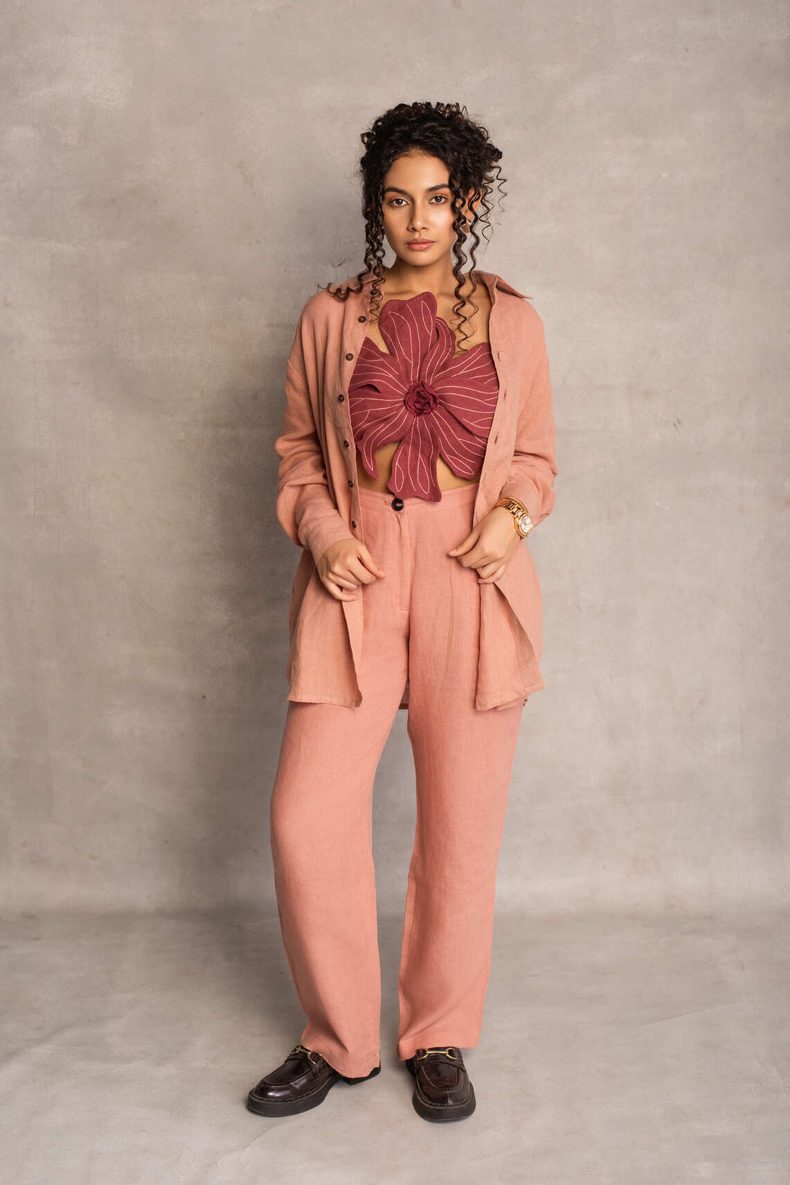 Inaaya- Flower top in Merlot Red