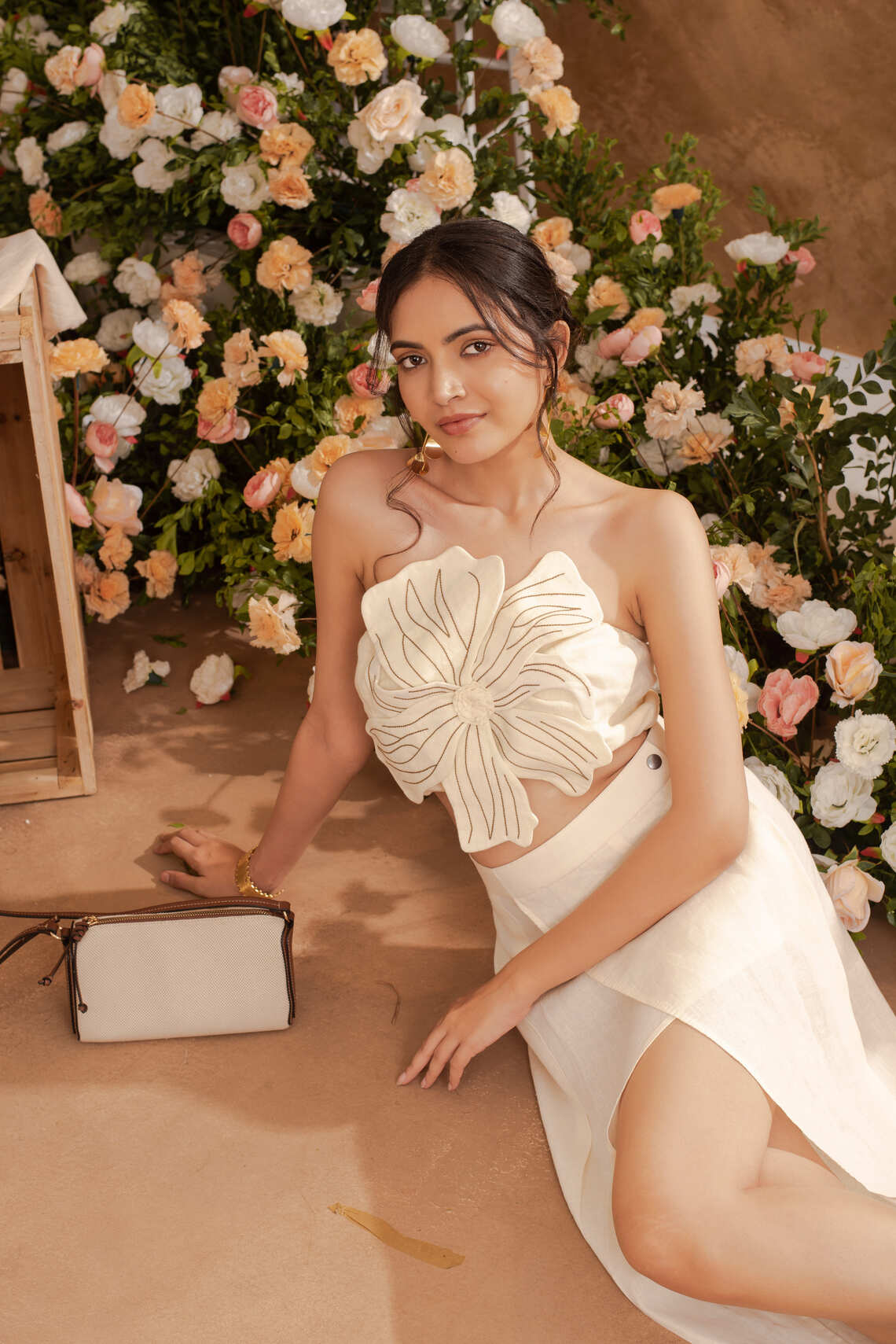 Inaaya- Flower top in Pearl