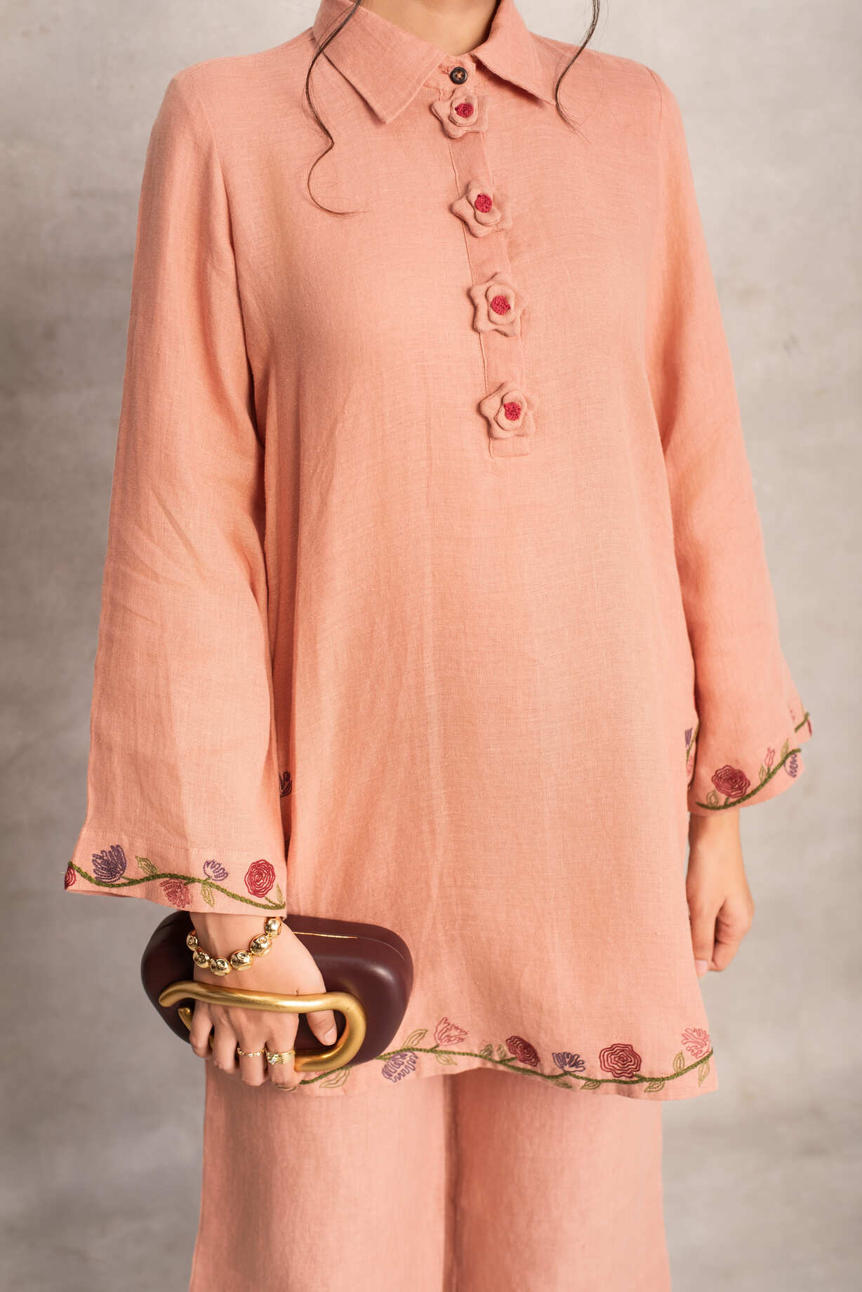 Noor- Short Kurta Coord in Wild Rose