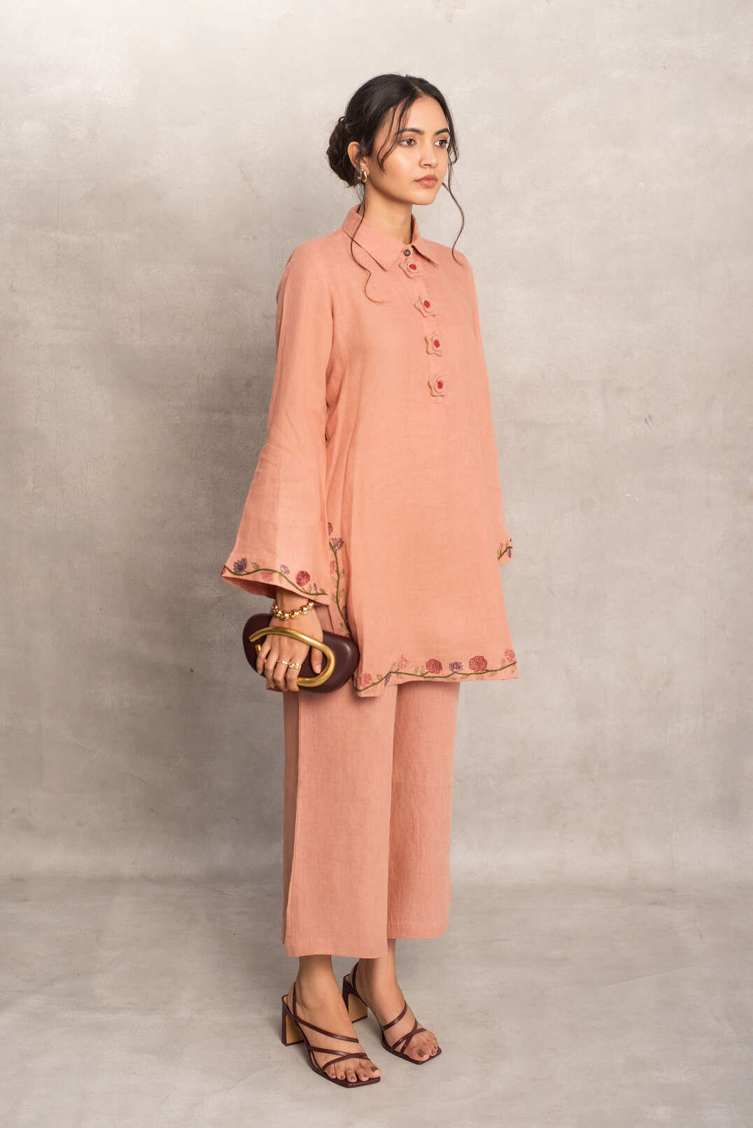 Noor- Short Kurta Coord in Wild Rose