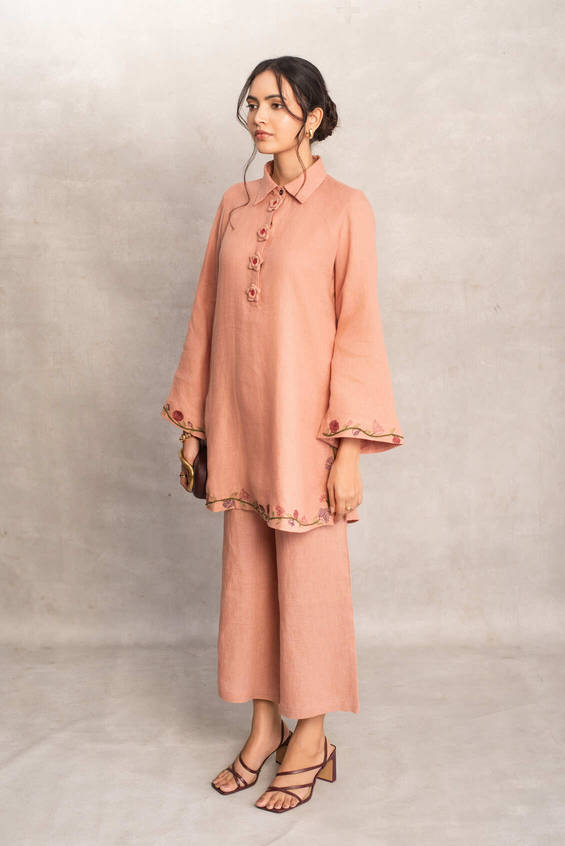 Noor- Short Kurta Coord in Wild Rose