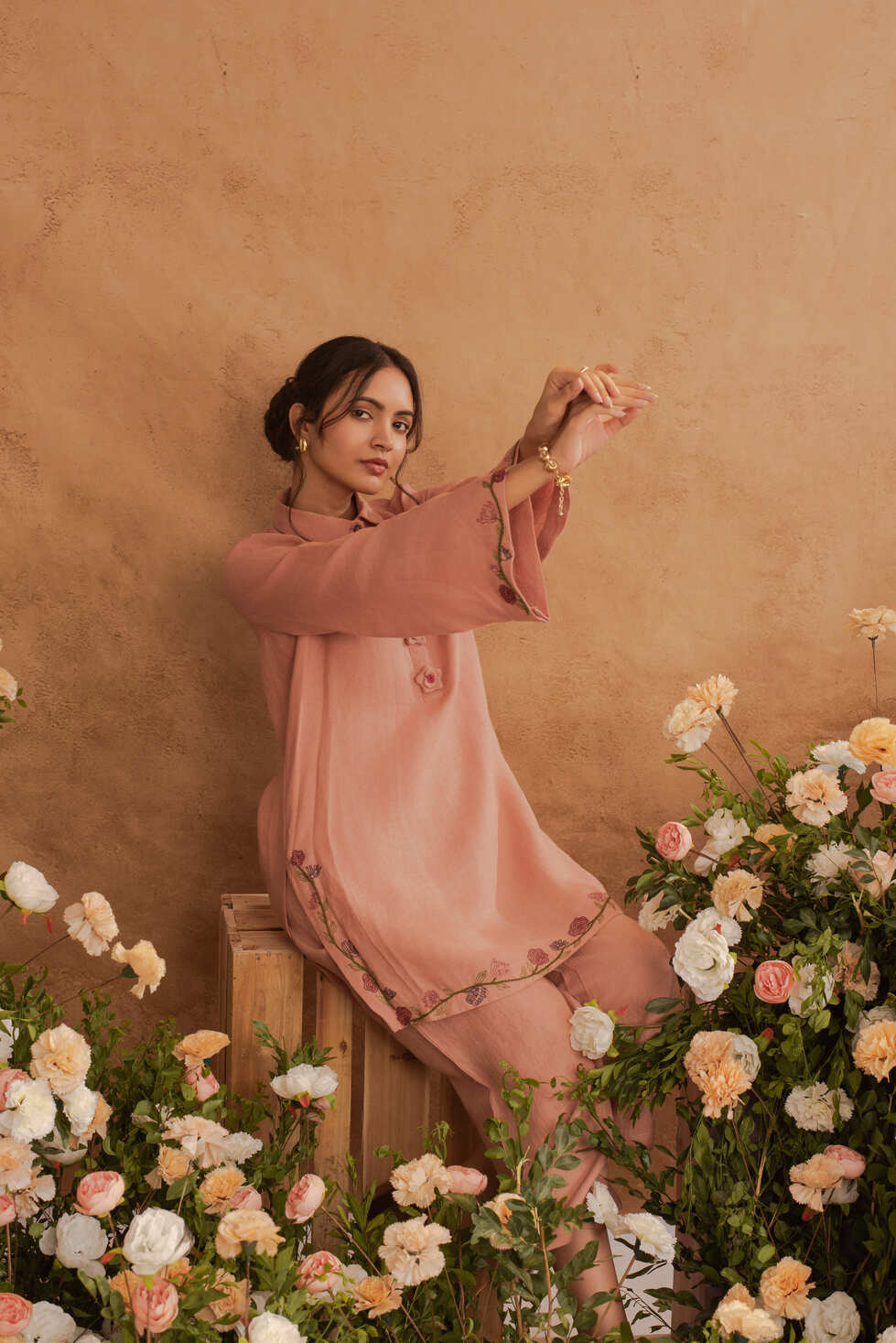Noor- Short Kurta Coord in Wild Rose
