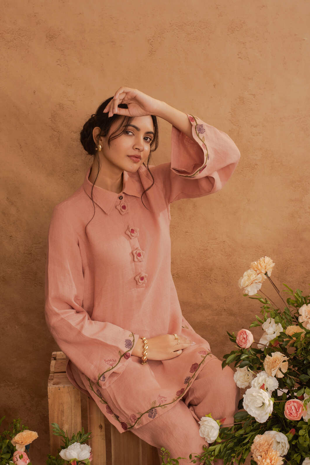 Noor- Short Kurta Coord in Wild Rose