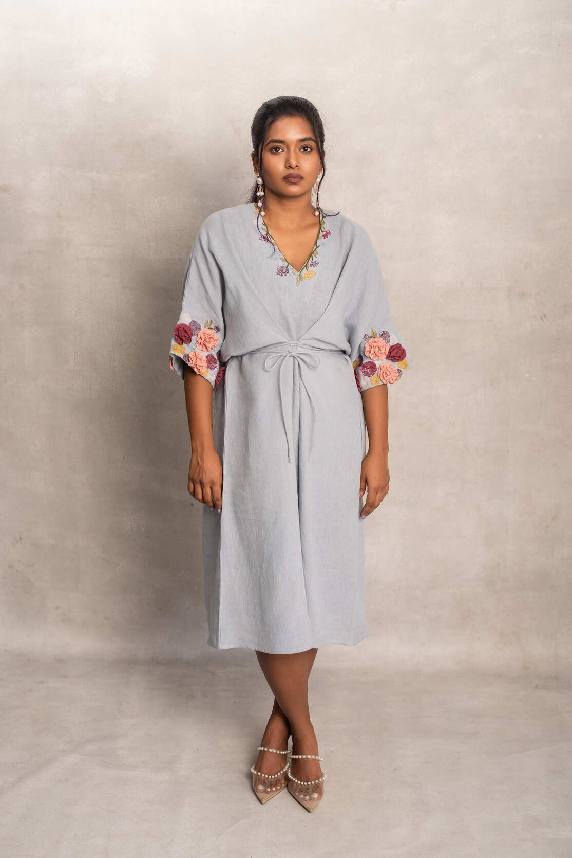 Amara- Tie-up Kaftan in Rain