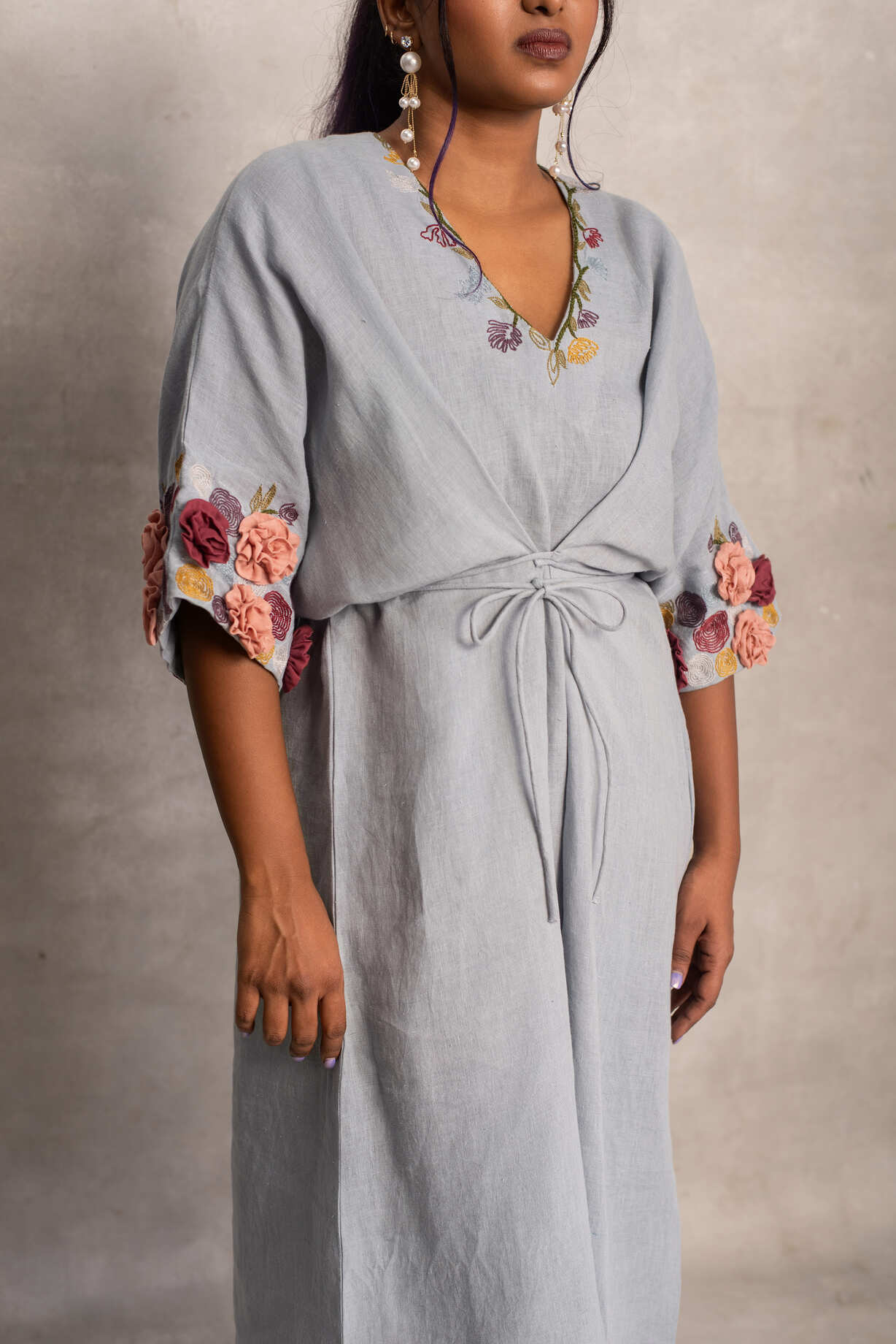 Amara- Tie-up Kaftan in Rain
