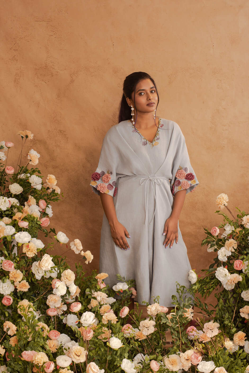 Amara- Tie-up Kaftan in Rain