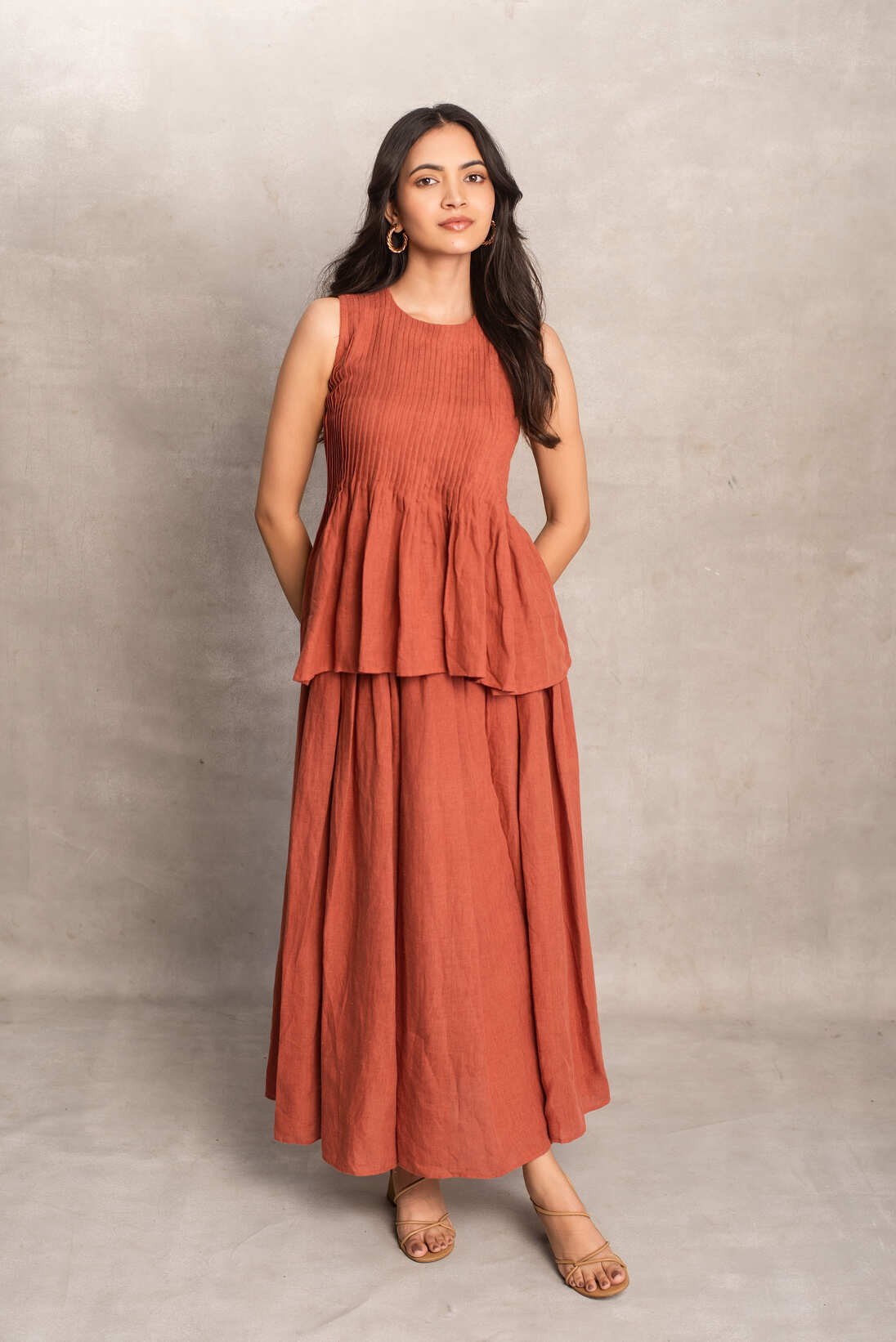 Ela- Pin tuck Top in Terracotta