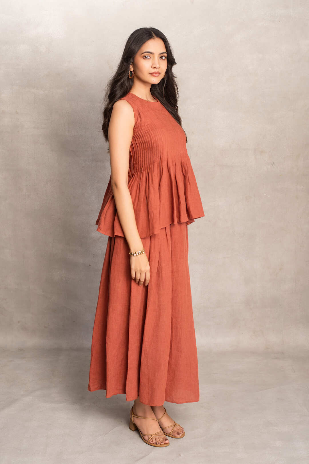 Ela- Pin tuck Top in Terracotta