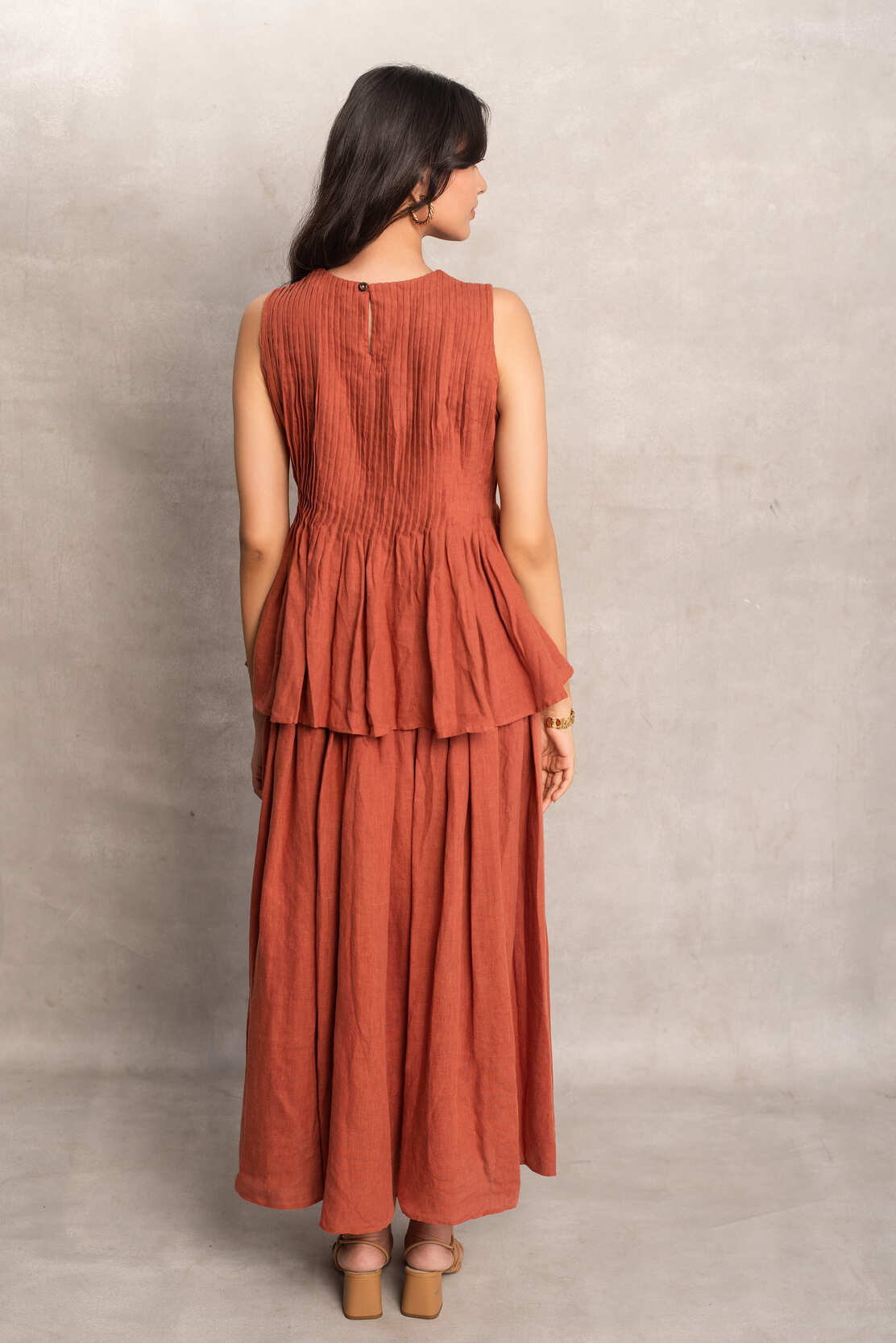Ela- Pin tuck Top in Terracotta