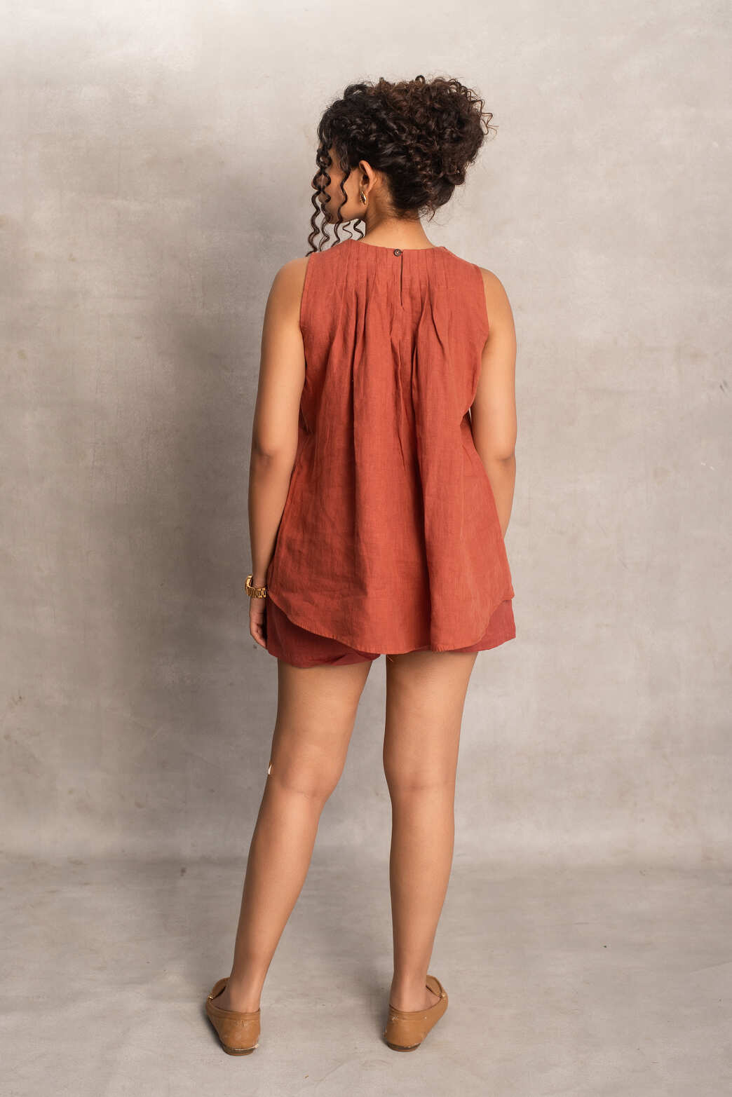 Ira- Pleated Top in Terracotta
