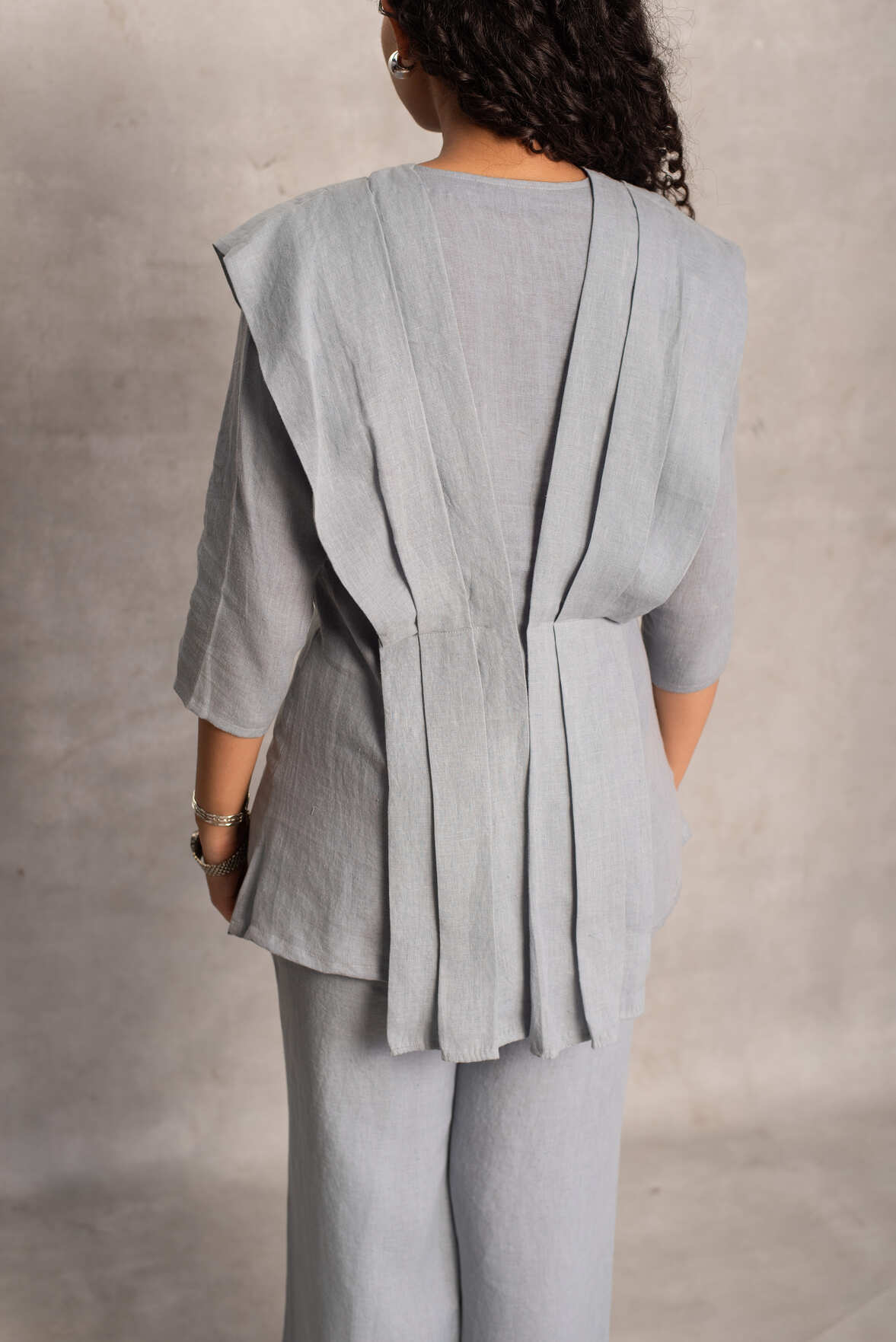 Xiti- Pleated Shirt Coord in Rain