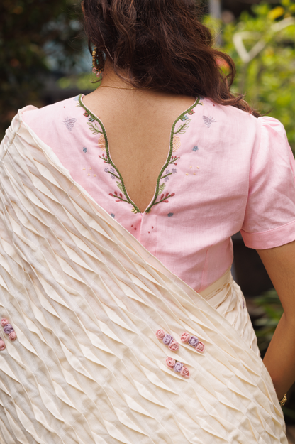 Naina Pin-tuck Saree in Moon Wash