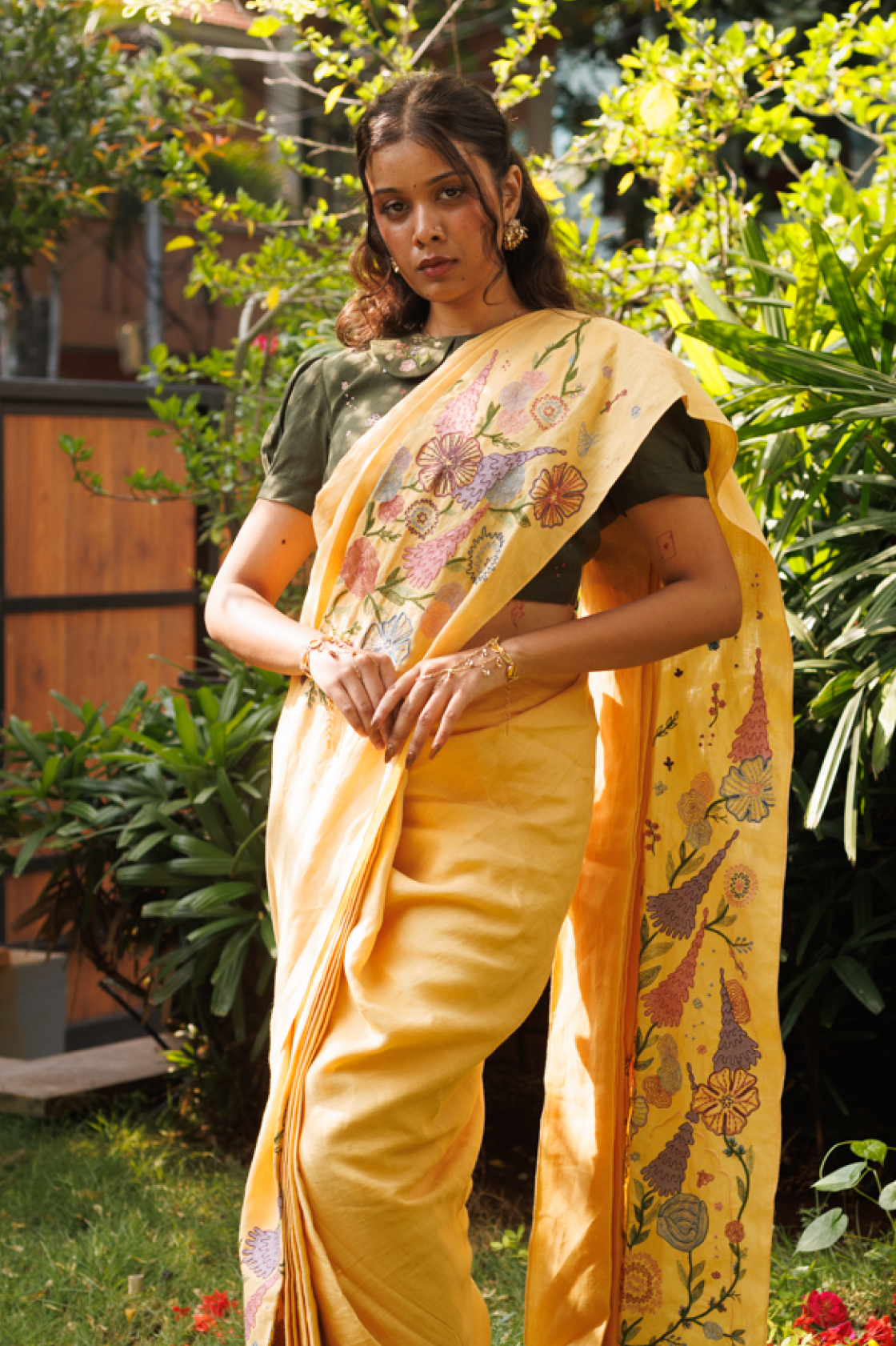 Malini Embroidered Saree in After Glow