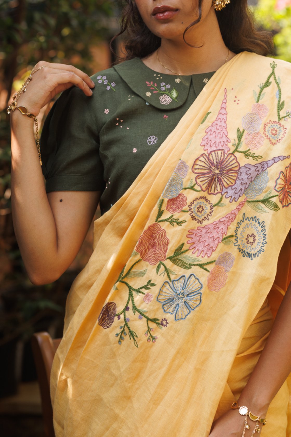 Malini Embroidered Saree in After Glow