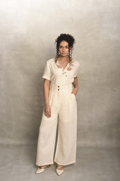 Eden- Double Breasted Shirt in Pearl