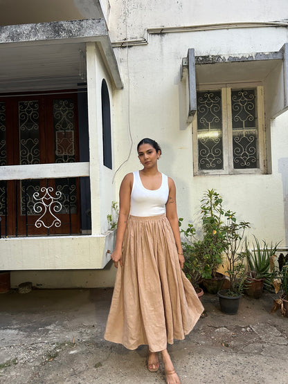 Sia- Pin Tuck Skirt in Latte