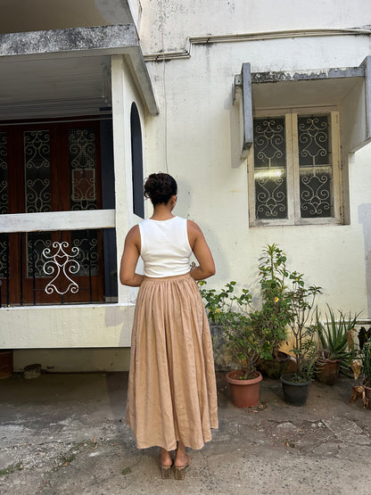 Sia- Pin Tuck Skirt in Latte