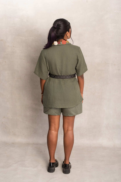 Eden- Double Breasted Shirt in Ivy Green