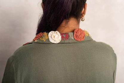 Eden- Double Breasted Shirt in Ivy Green