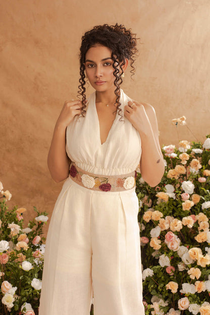 Kiara- Halter Neck Top in Pearl