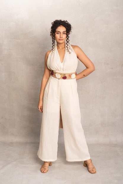 Kiara- Halter Neck Top in Pearl