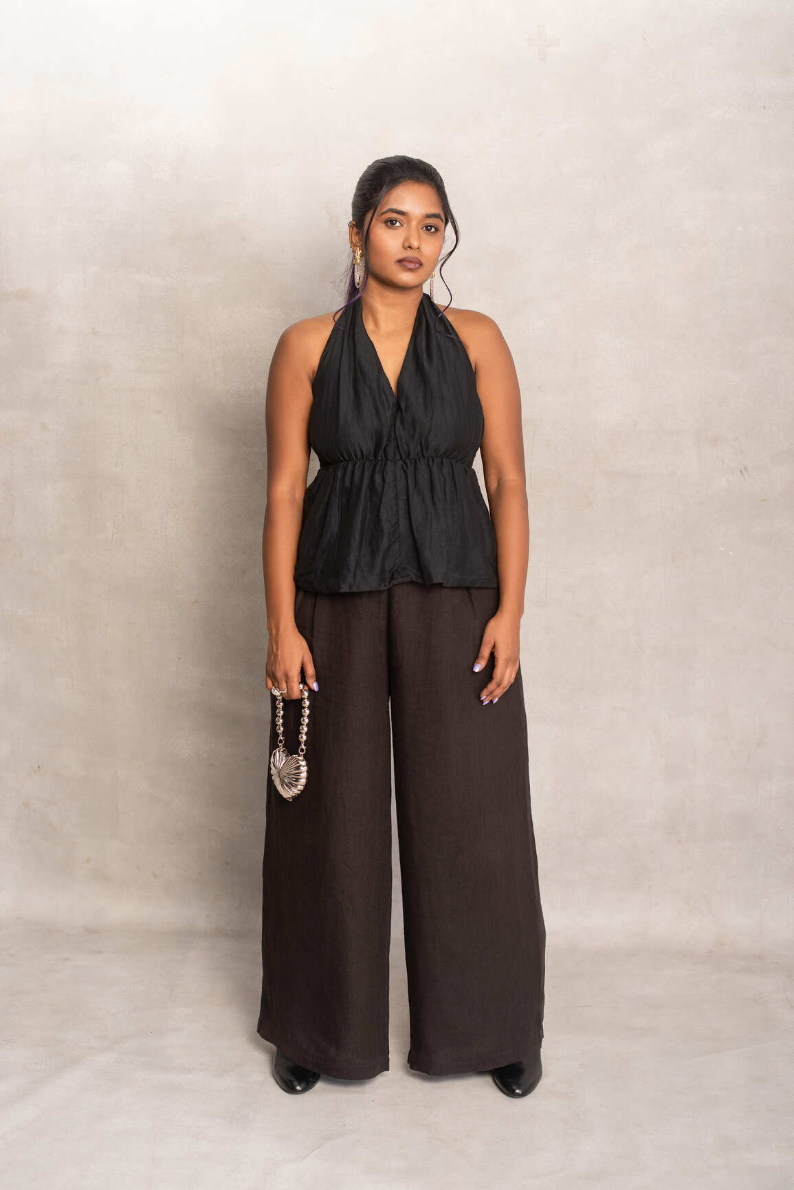 Kiara- Halter Neck Top in Soot