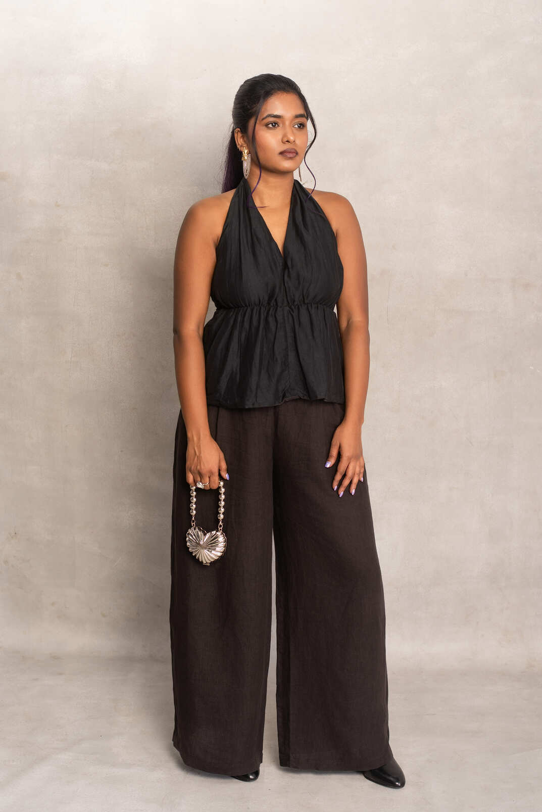Kiara- Halter Neck Top in Soot