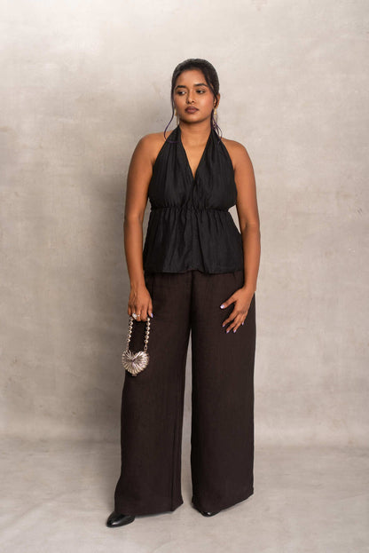 Kiara- Halter Neck Top in Soot