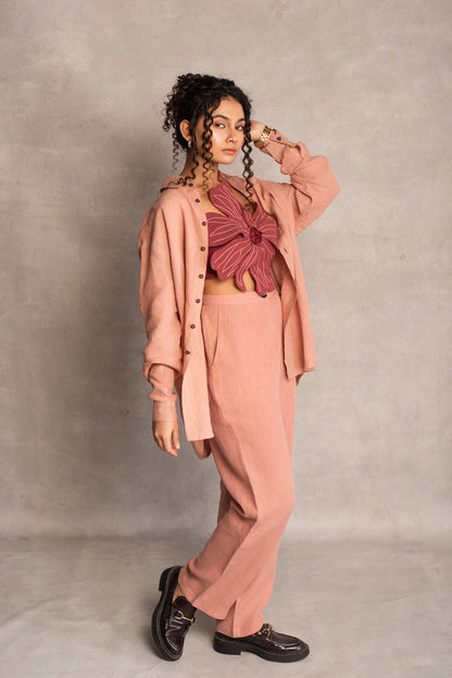 Inaaya- Flower top in Merlot Red