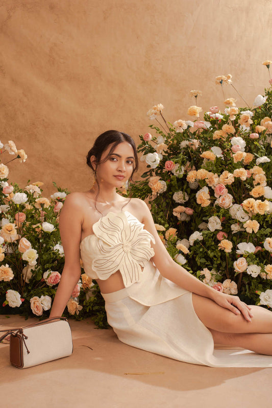 Inaaya- Flower top in Pearl