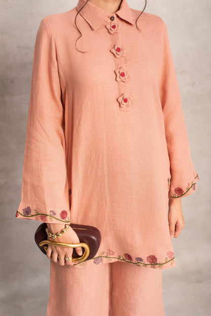 Noor- Short Kurta Coord in Wild Rose