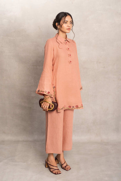 Noor- Short Kurta Coord in Wild Rose