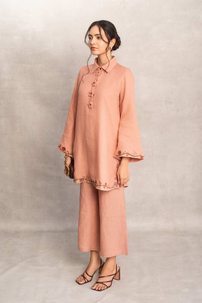 Noor- Short Kurta Coord in Wild Rose