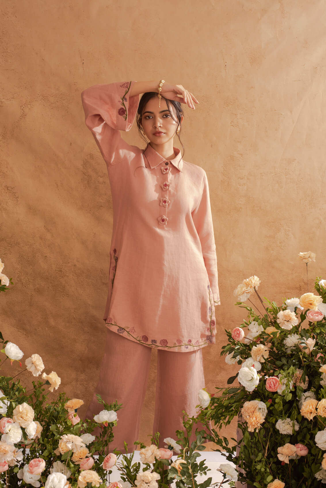 Noor- Short Kurta Coord in Wild Rose