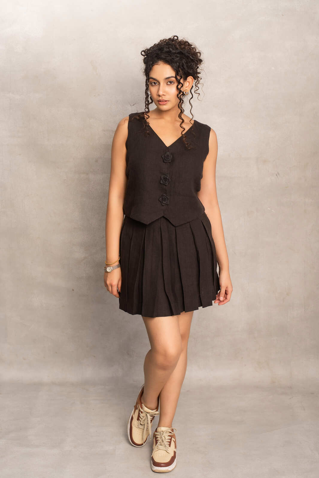 Arya- Pleated Skirt in Soot